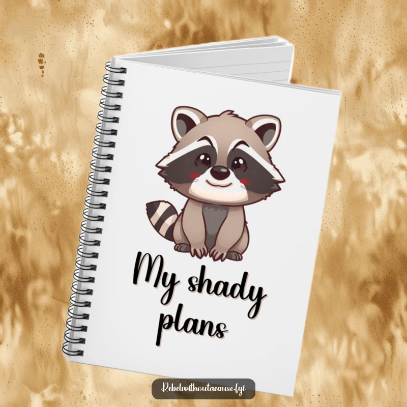 Funny raccoon swagger notebook featuring a spunky raccoon looking forward with a confident expression, ideal for capturing ideas and plans.