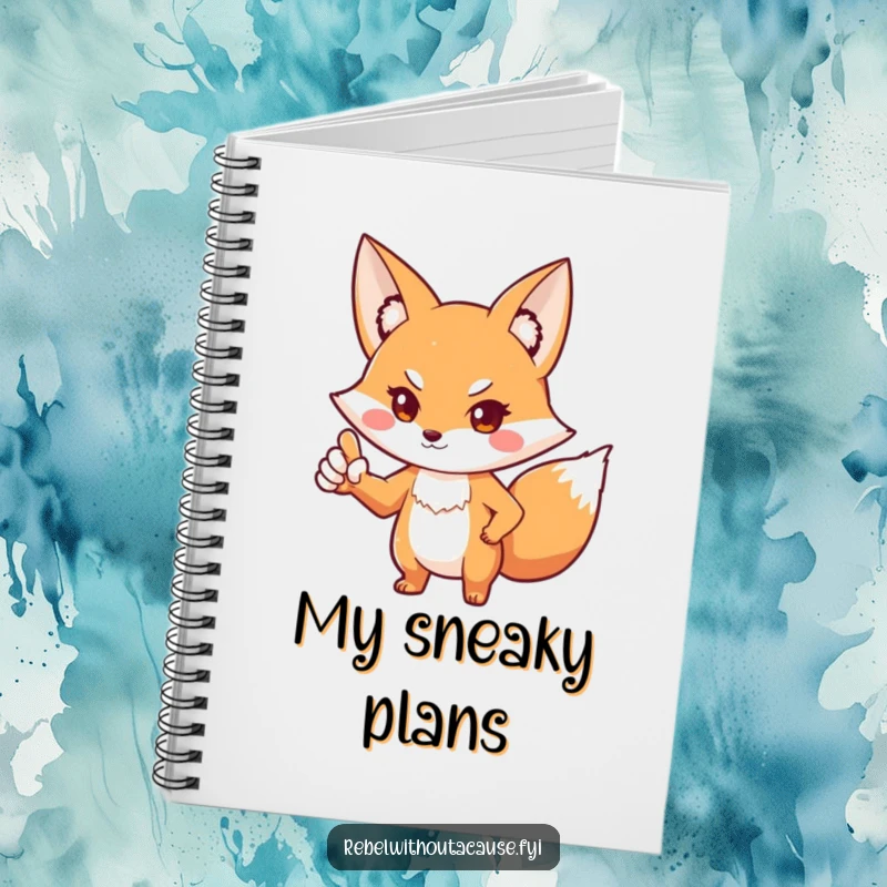 Funny fox notebook featuring a playful fox with a defiant stance, pointing one paw outwards. Ideal for journaling and note-taking with attitude.