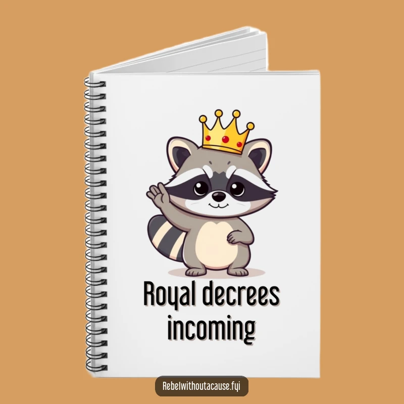 Funny Raccoon King Notebook: Jot Down Royal Plans with Bold Bandit, Ideal Funny Journal