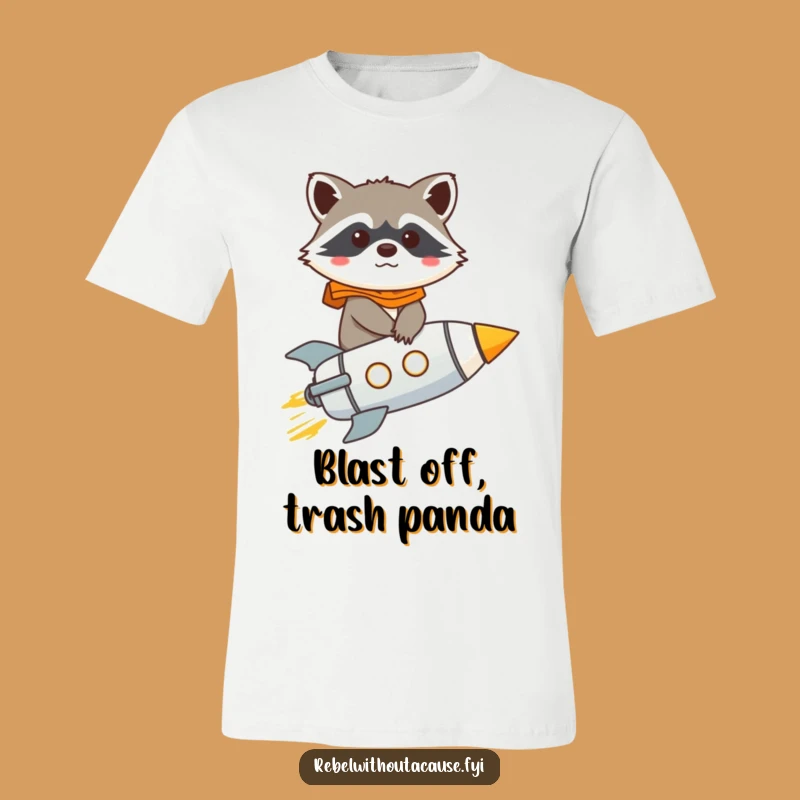 Funny Raccoon Rocket T-Shirt: Adventure Awaits in Humorous Style