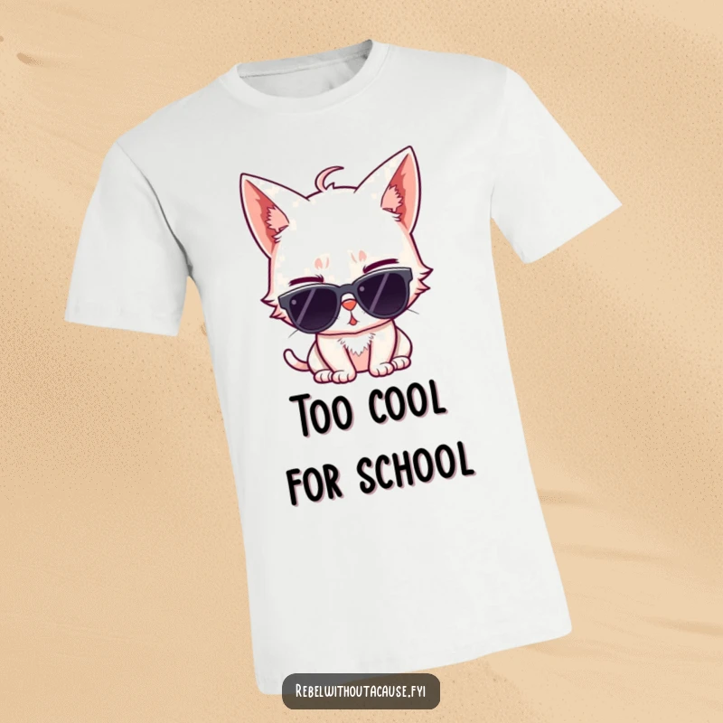 Funny t-shirt featuring a sassy cat wearing sunglasses and giving a confident wink, perfect for expressing feline coolness and style.
