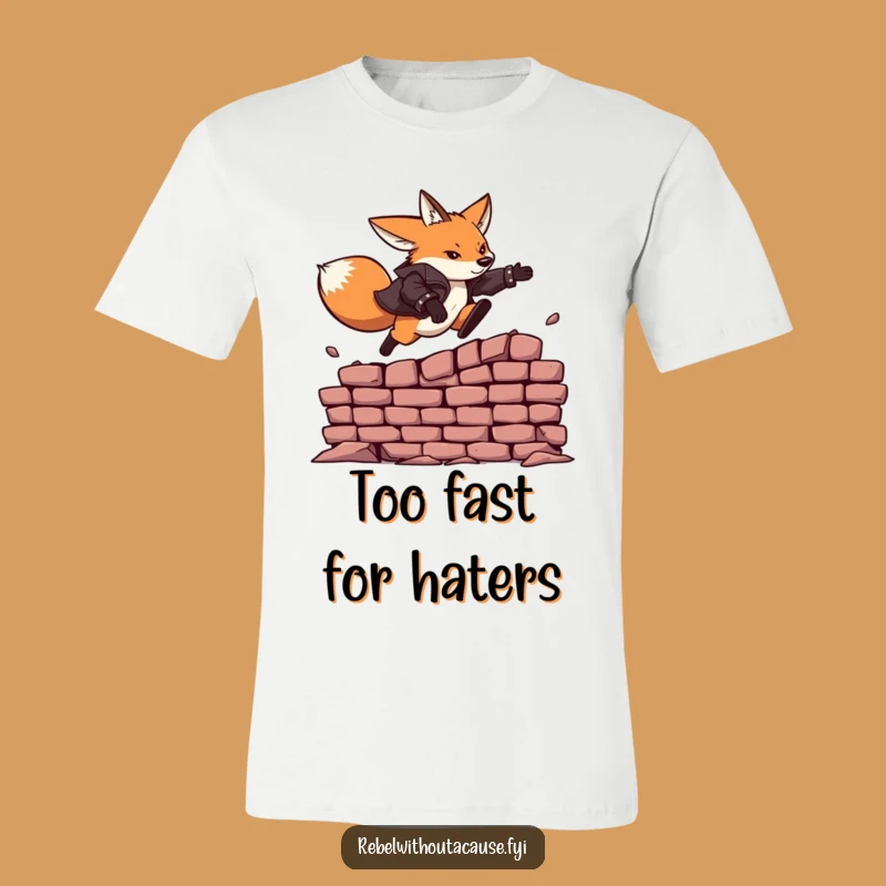 Funny Fearless Fox Leather Jacket Leap T-Shirt: Thrilling Graphic Tee Gift