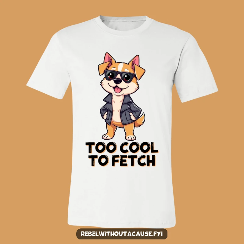 Funny Sassy Dog T-Shirt: Cool Leather Jacket Strut Graphic Tee, Ideal Funny Gift
