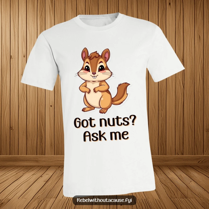 Funny bold chipmunk with a confident pose, paw on hip, on a t-shirt.