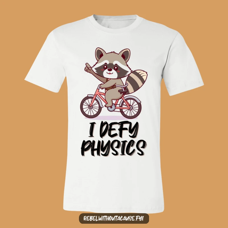 Funny Kawaii Raccoon T-Shirt - Cheeky Backwards Bicycle Ride Tee!