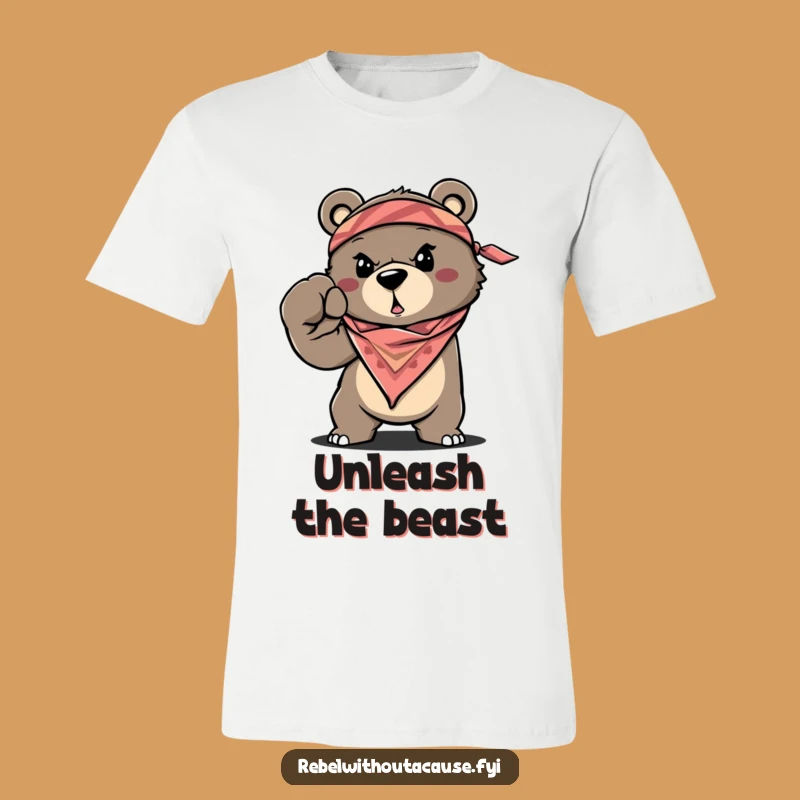 Funny Bear Fist T-Shirt, Determined Bandana Warrior, Motivational Gift, Perfect Funny Gift