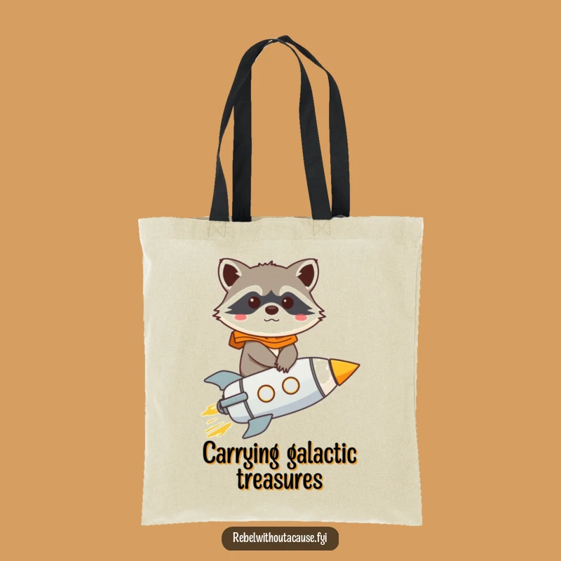 Funny Raccoon Rocket Tote Bag: Carry Your Dreams to the Stars