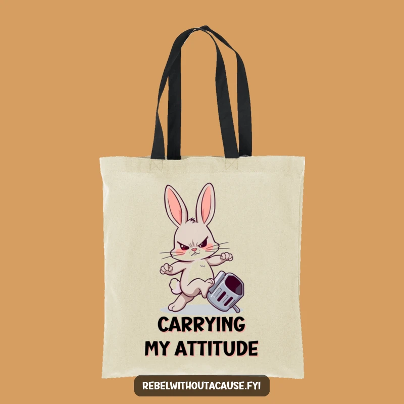 Funny Rebellious Bunny Tote Bag: Carry Your Chaos, Hilarious Gift