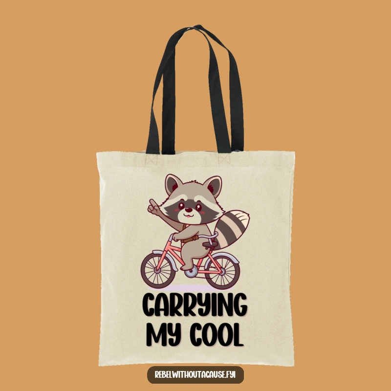 Funny Kawaii Raccoon Tote Bag - Cheeky Backwards Cycle Essential!