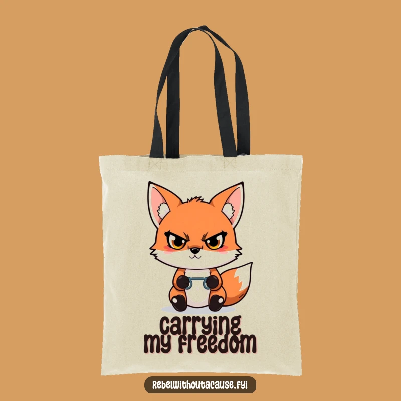 Funny Kawaii Fox Tote Bag: Freedom Carryall, Ideal Funny Gift