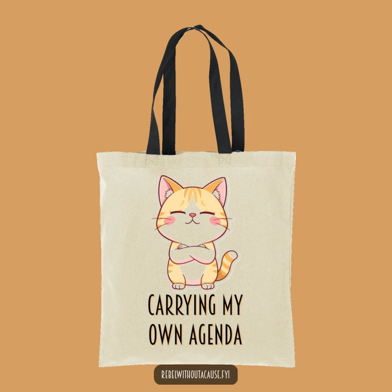 Funny Unimpressed Cat Tote Bag - Sarcastic Rule Breaker Accessory - Ideal Funny Gift