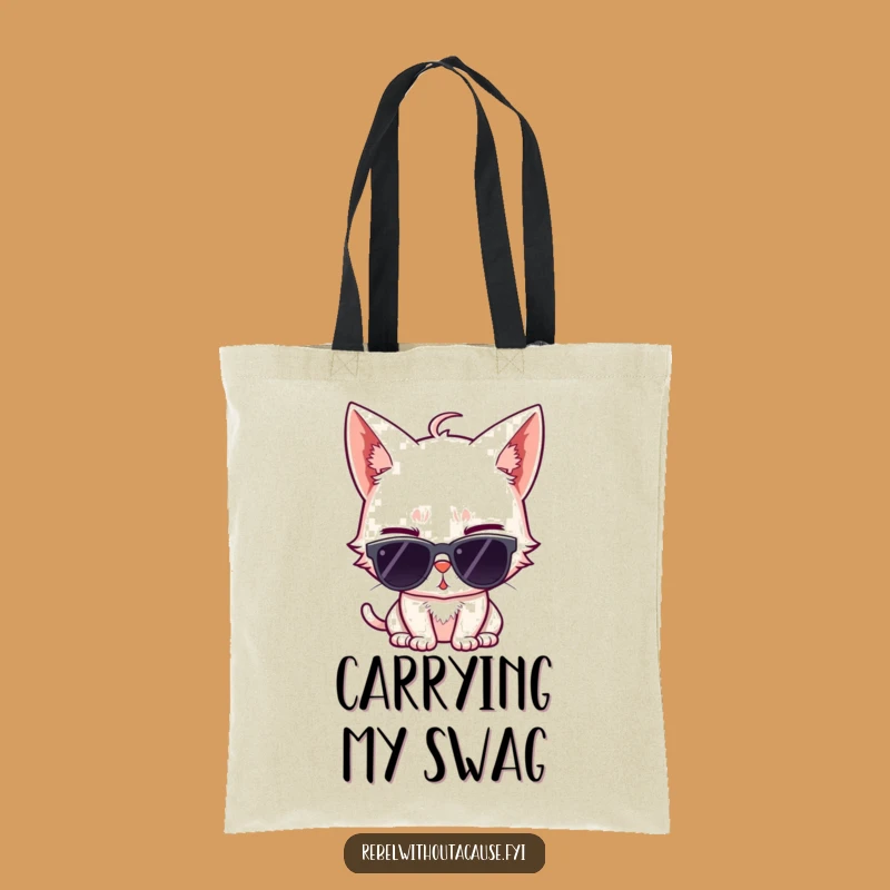 Funny Cat Wink Tote Bag: Carry Your Sass with a Cool Sunglasses Cat