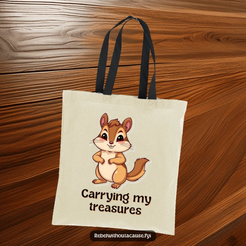 Funny bold chipmunk with a confident pose, paw on hip, on a tote bag.