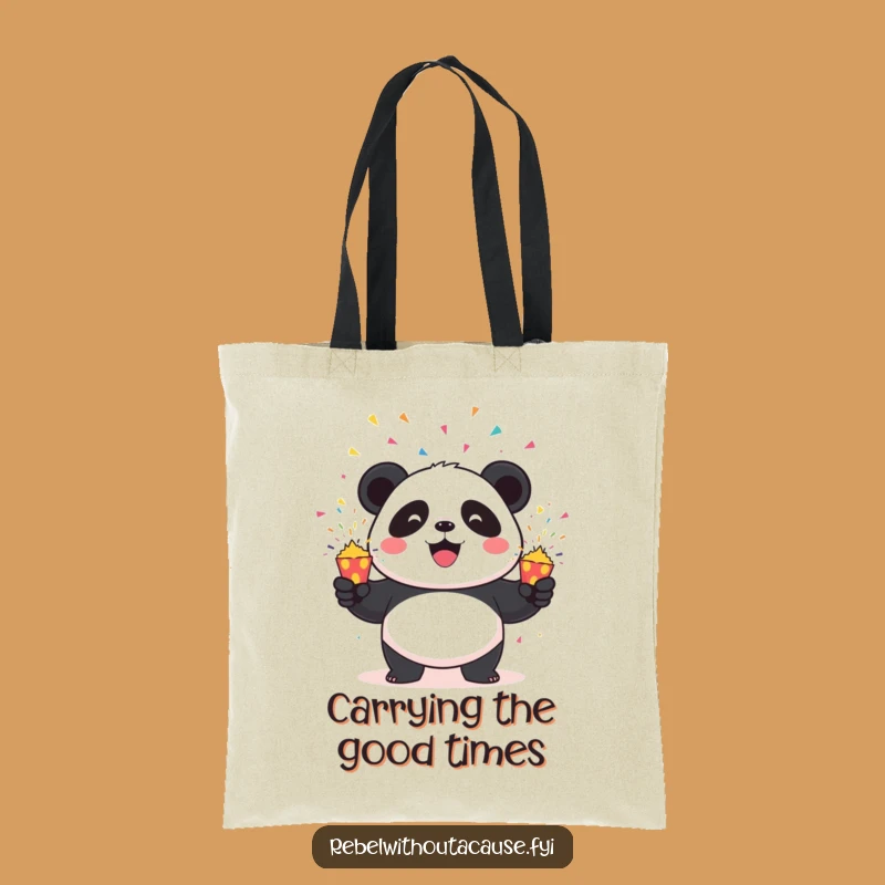 Funny Panda Tote Bag: Mischievous Panda Juggling Exploding Poppers, Stylish Funny Gift Accessory