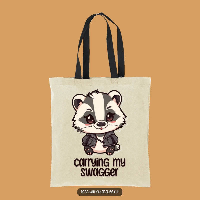 Funny Badger Biker Tote Bag - Smirking Leather Jacket Badger Carry-All Gift