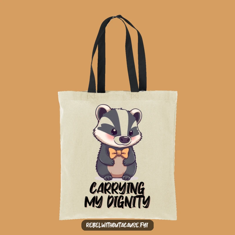 Funny Bold Badger Bowtie Tote Bag: Carry Your Sophistication with Humor