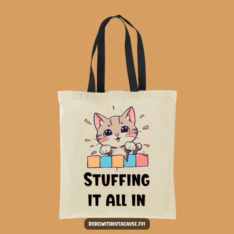 Funny Bold Cat Barrier Smash Tote Bag: Carry Your Determination