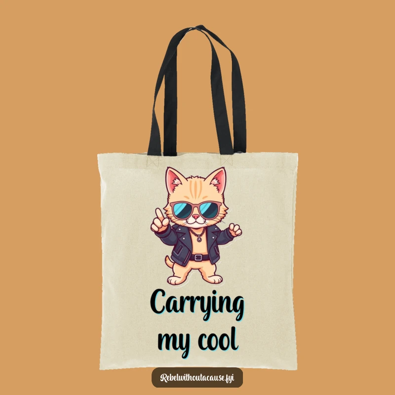 Funny Cool Cat Tote Bag: Sunglasses & Leather, Stylish Carry-All Gift