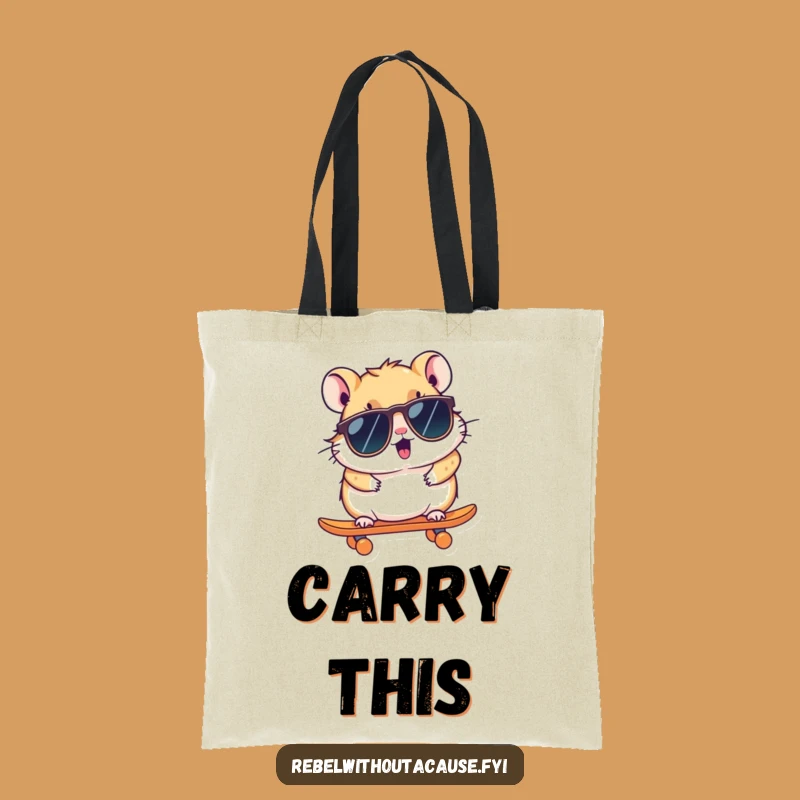 Funny Hamster Skateboard Tote Bag: Carry Your Gear with Cool Rodent Style, A Practical Funny Gift!