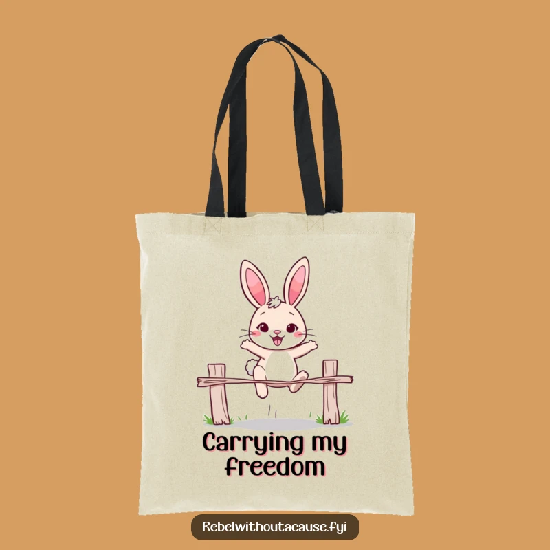 Funny Rabbit 'Over It' Tote Bag - Determined Jumper Rabbit Carry-All Gift