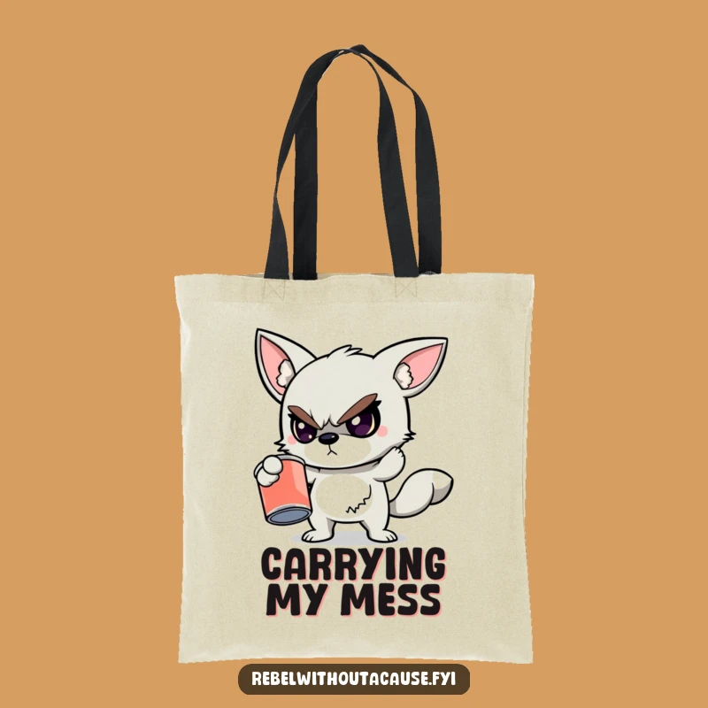 Funny Rebellious Animal Paint Can Tote Bag - Defiant Artist Accessory