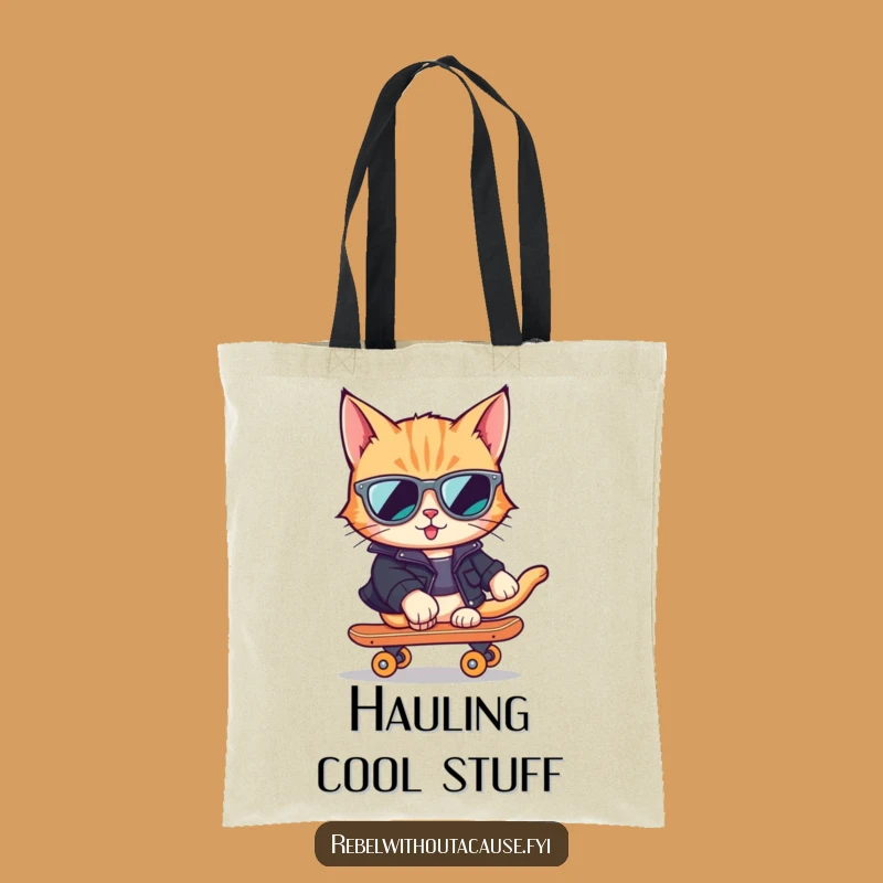 Funny Cool Cat Skater Tote Bag - Stylish and Hilarious Accessory