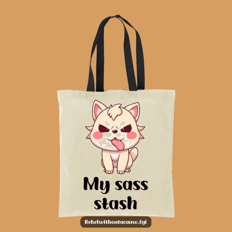 Funny Defiant Animal Tongue Tote Bag, Carry Your Sass Funny Gift