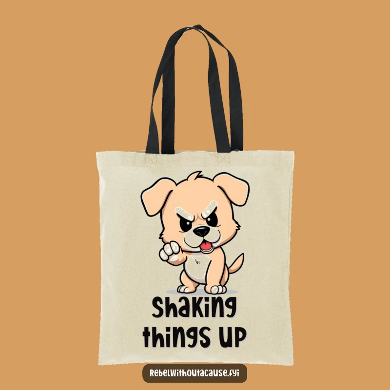 Funny Defiant Puppy Stomp Tote Bag: Carry Your determination