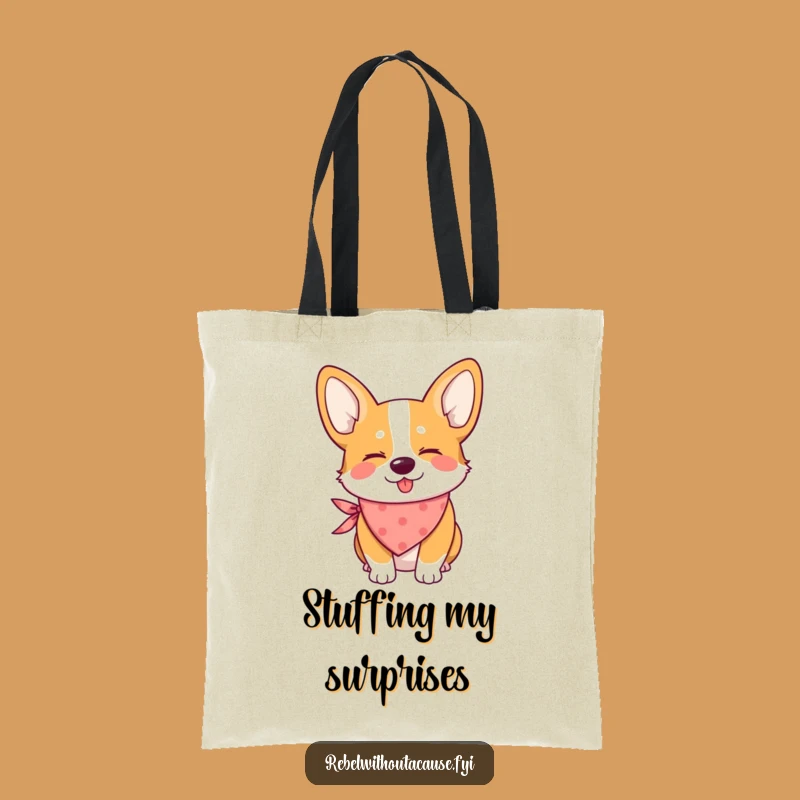 Funny Winking Corgi Bandana Tote Bag: Carry Your Cuteness Around